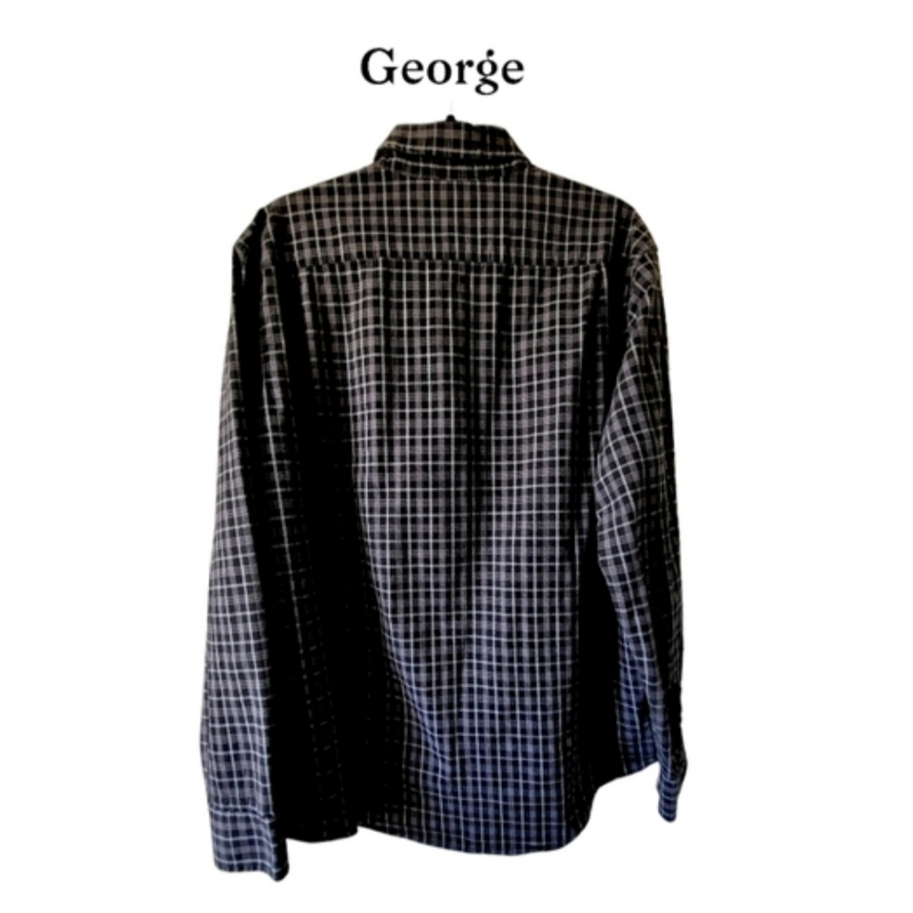 🌿George Classic Fit Men's XL Black & Gray Button Down Shirt - Picture 4 of 8